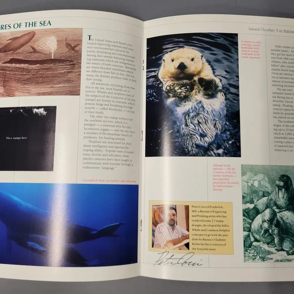 Vintage 1990 USPS Mint Set Commemorative Stamp Album Olympic Dolphin Booklet USA